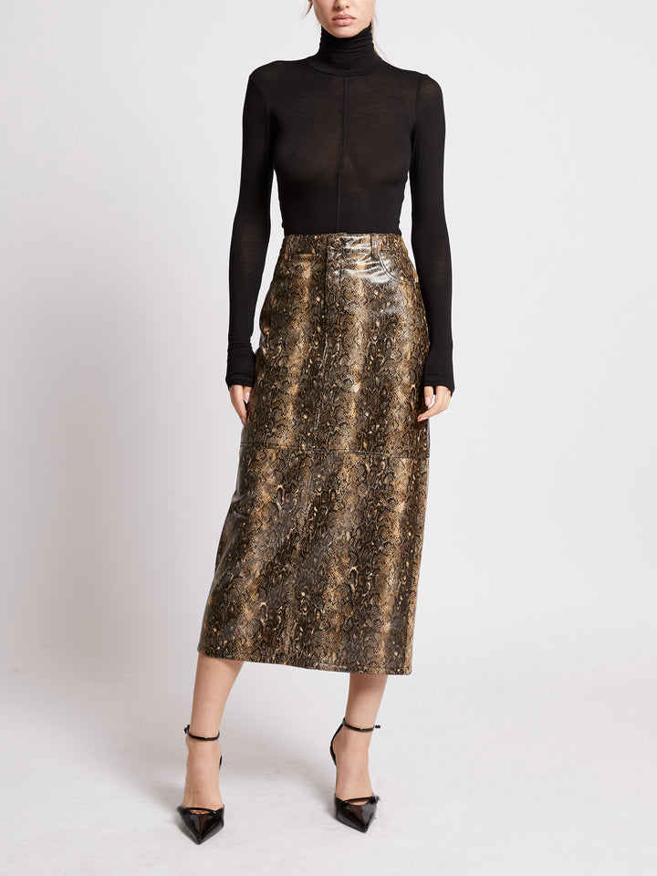 Brandy Snakeskin Midi Skirt