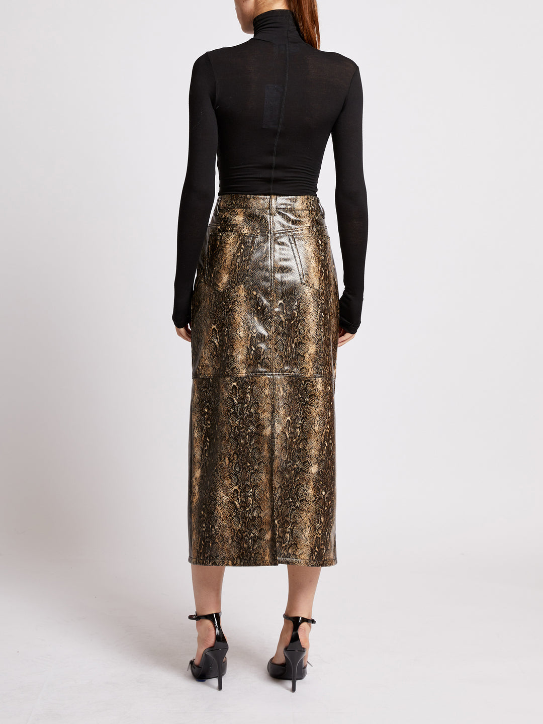 Brandy Snakeskin Midi Skirt