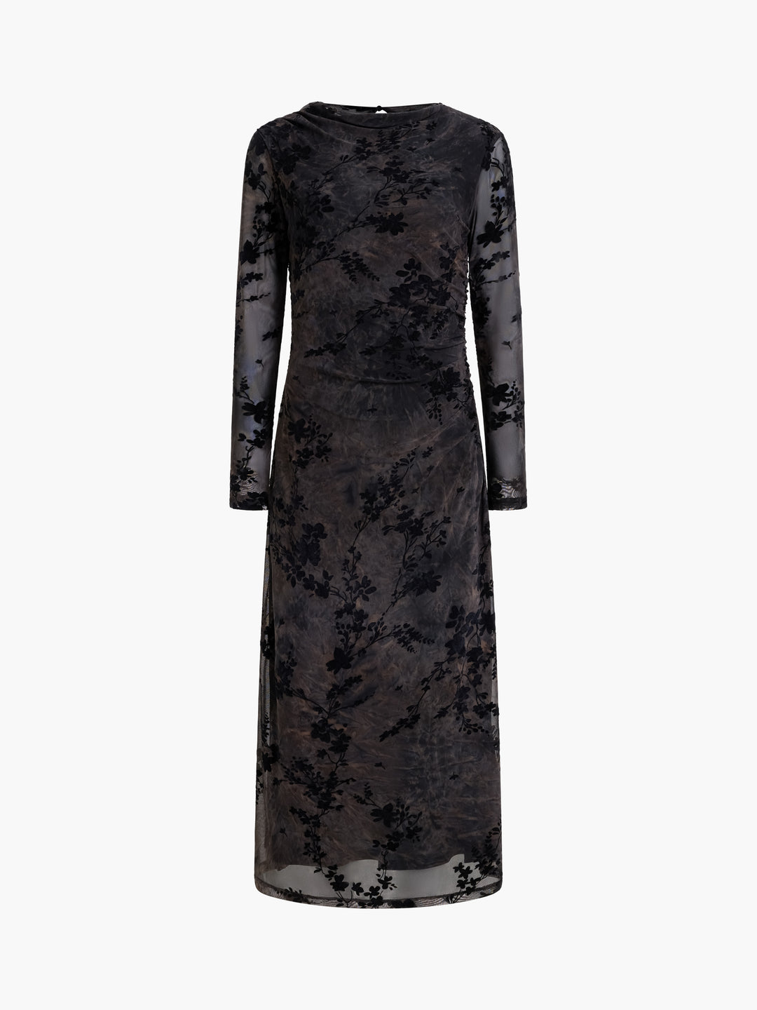 Kenny Mesh Velvet Burnout Midi Dress