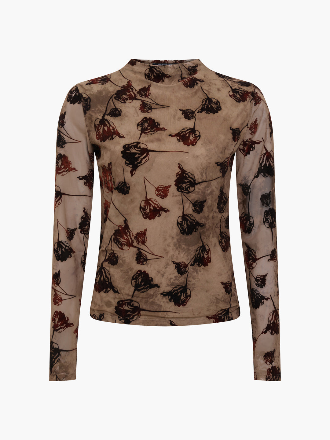 Tia Rose Mesh Velvet Burnout Top