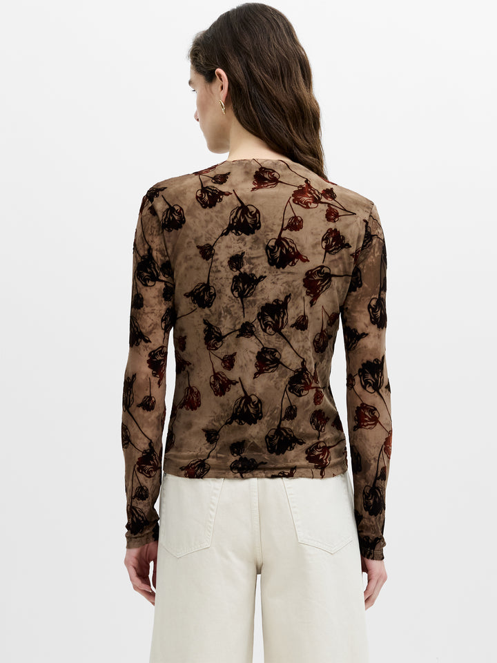 Tia Rose Mesh Velvet Burnout Top