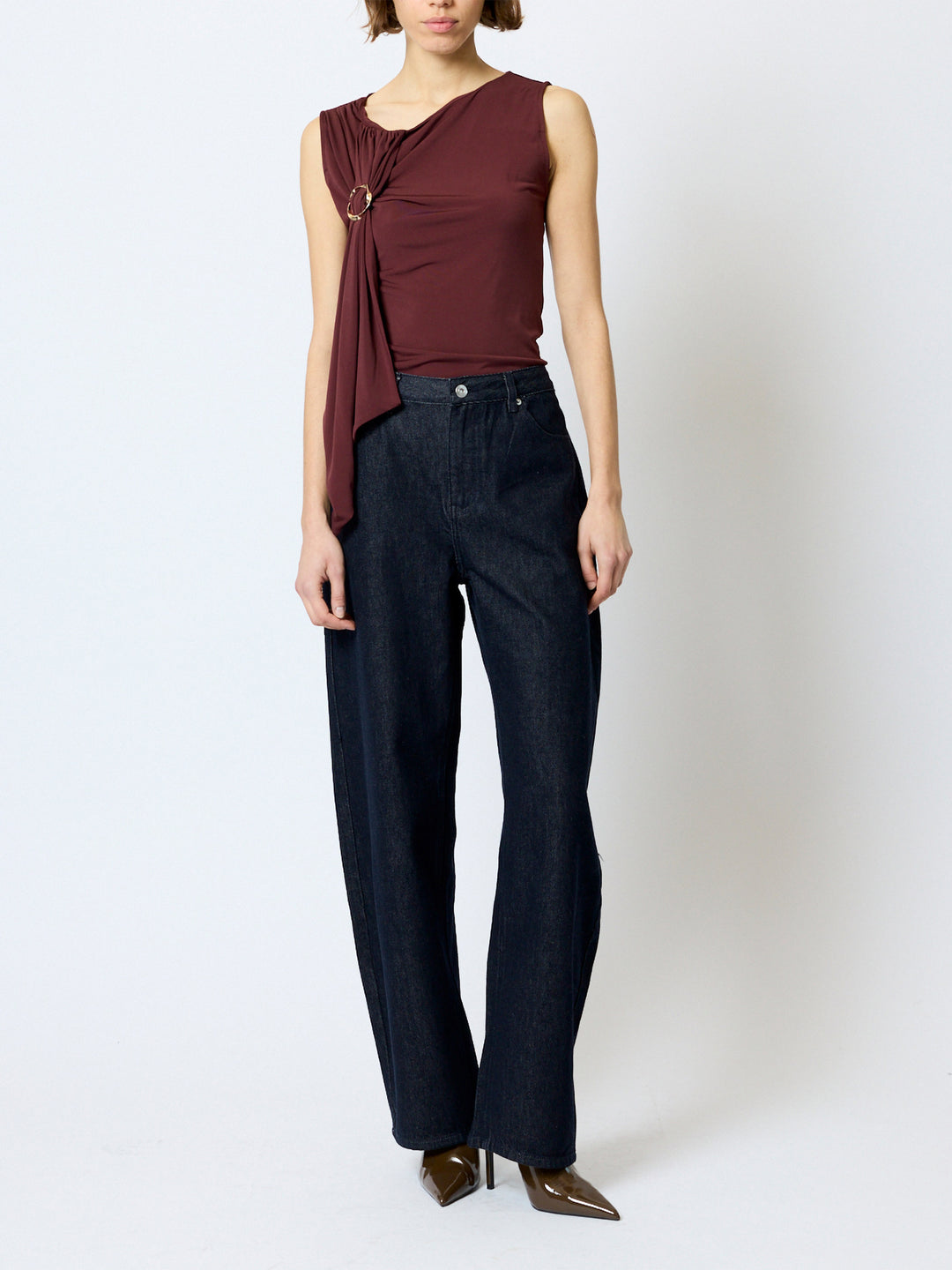 Maxine Draped Ring Jersey Top