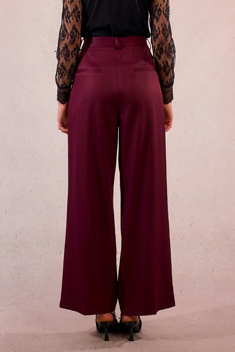 Wine Pleated Trouser